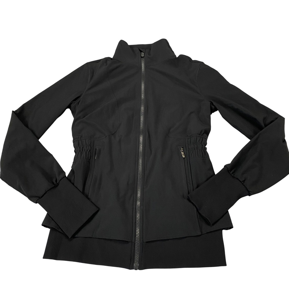 Lululemon Sights Seen Athletic‎ Jacket Size 4 Black Thumbholes Pocket